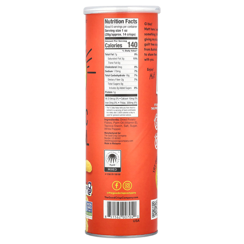 The Good Crisp Company, Картофельные чипсы, классические, оригинальные, 160 г (5,6 унции)