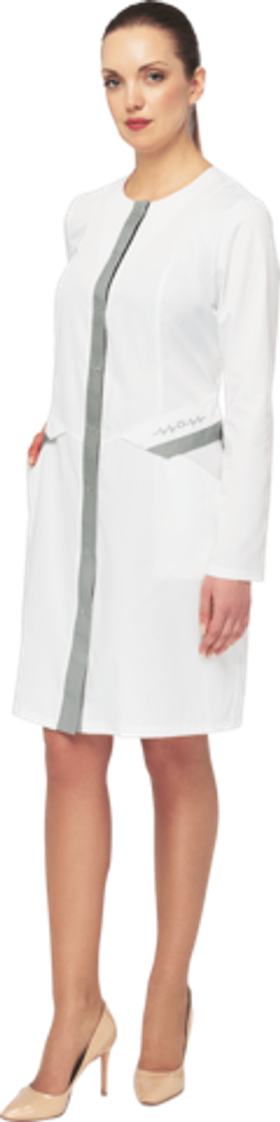 Халат женский КАРИНА белый-серый ткань Оптима