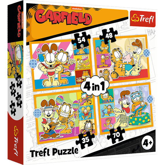 Pazl \ Puzzle \ Пазлы Puzzles - "4in1" - Garfield loves lasagna / Nickelodeon Garfield
