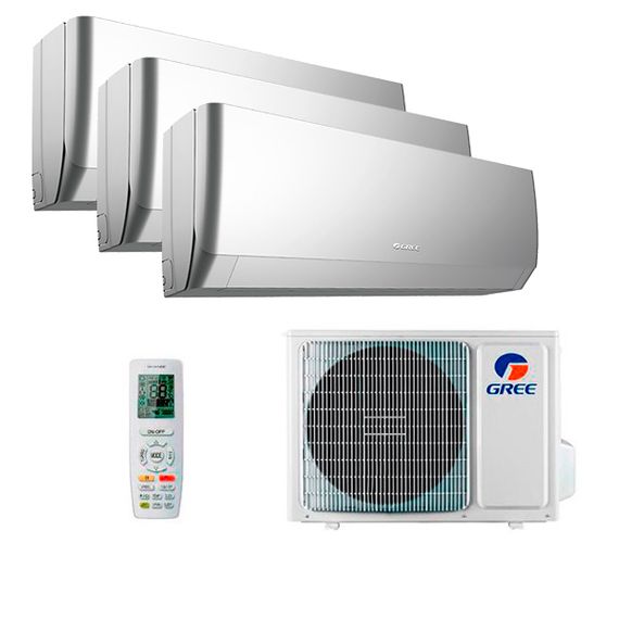 Мультисплит система на 3 комнаты Gree GWH09AGCXB-K6DNA4F/I (silver) x 3 / GWHD(21)NK6OO (LCLH)