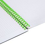 Тетрадь обложка пластик, А4 80 л., спираль пластик, резинка, клетка, BRAUBERG, черный/зеленый, 405383