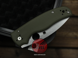 Нож Spyderco Shaman FS - рукоять зеленый OD G10, клинок серрейтор