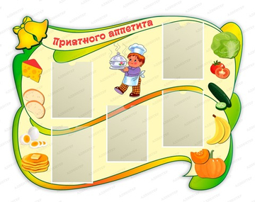 Стенд ПРИЯТНОГО АППЕТИТА с карманами А4 1116