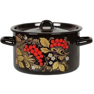 Кастрюля эмал 1,5л Рябинка черная 1с15с