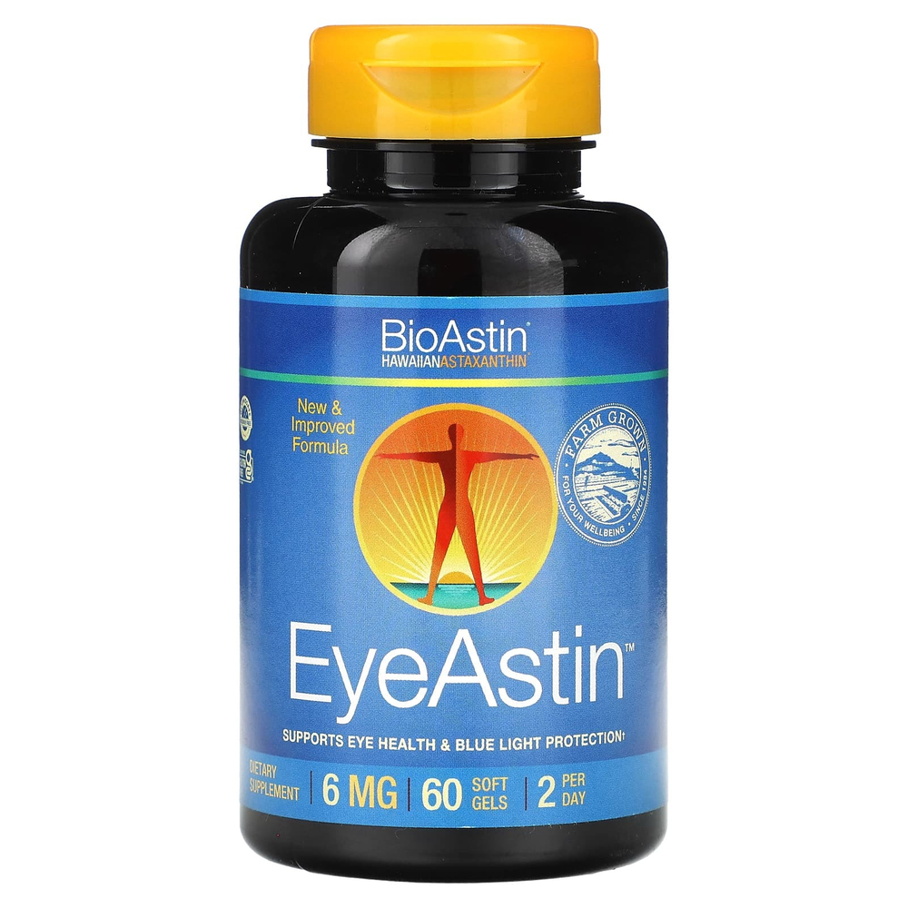Nutrex Hawaii, BioAstin, EyeAstin, гавайский астаксантин, 60 капсул