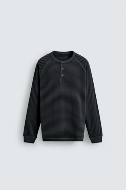 ZARA ФУТБОЛКА С ВОРОТНИКОМ НА ПУГОВИЦАХ, ПОЛОСКИ