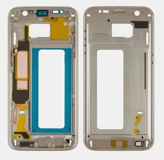 Средняя часть корпуса для Samsung Galaxy S7 Edge с кнопками и шлейфами (SM-G935F) Серебряная