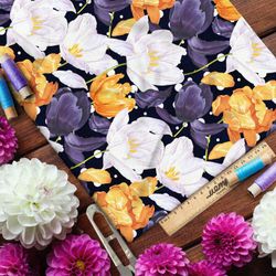 Ткань мембрана контрастные тюльпаны из комиксов