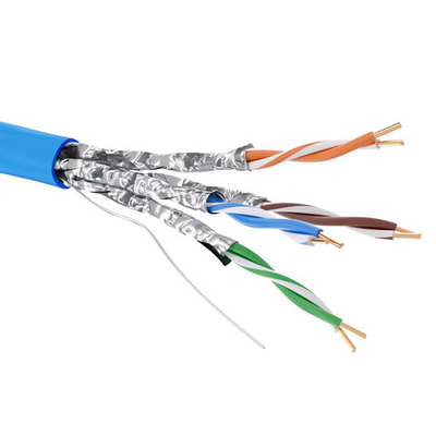 Кабель витая пара кат. 6А экранированный U/FTP, 4 пары, нг(А)-LSLTx, цвет внешней оболочки синий, бухта 500 м