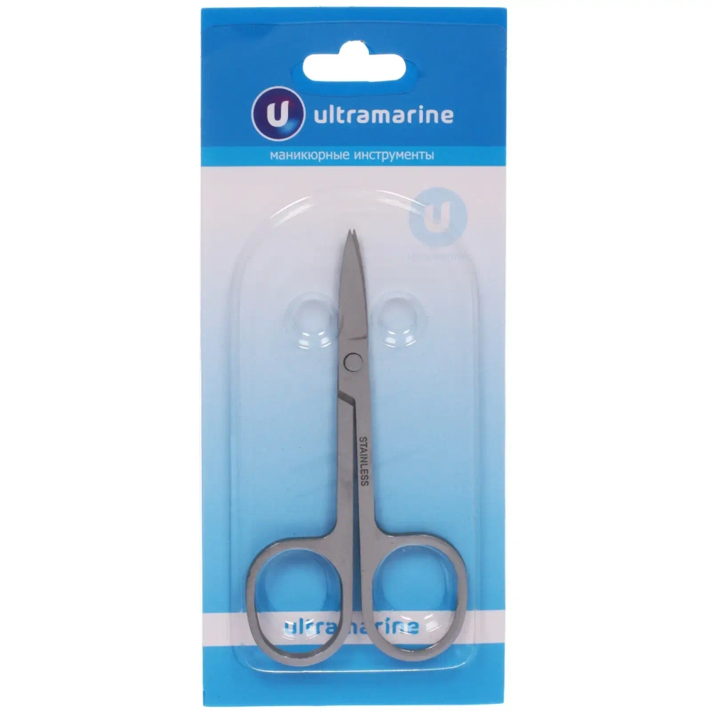 Ножницы маникюрные на блистере «Ultramarine», овальные кольца, широкие, цвет металл 9см✦