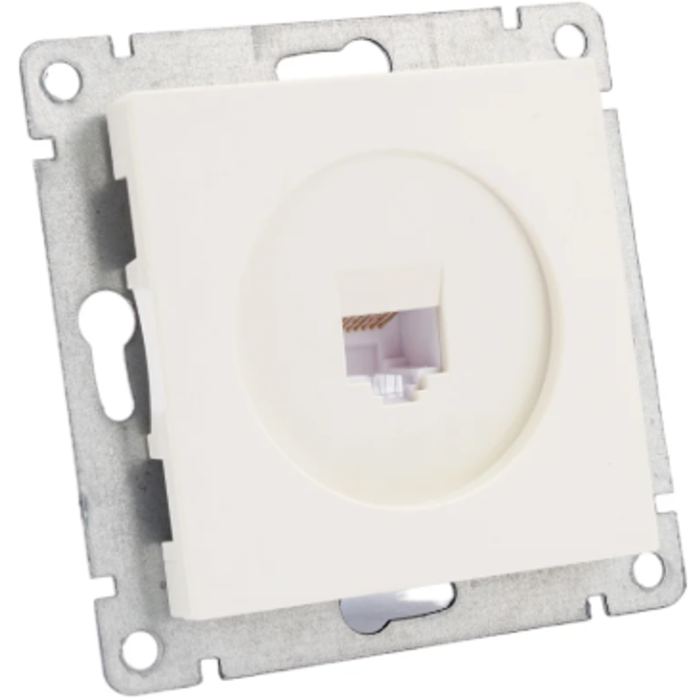 Розетка компьютерная одноместная UNIVersal серия афина, скрытой установки, 1а, rj45, слоновая кость