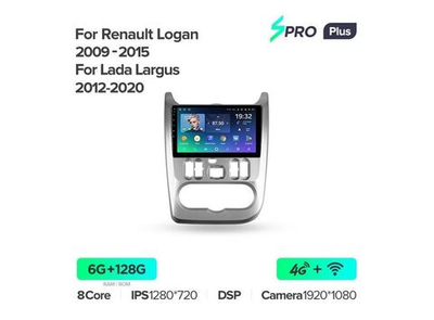 Магнитола Teyes SPRO Plus 6-128 Renault Logan 1 2009-2015 9.0"