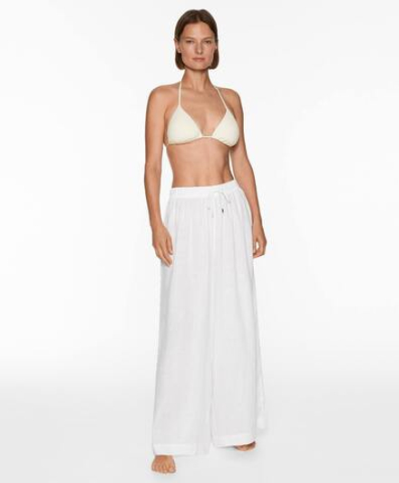 Oysho Прямые брюки из 100%-го льна, белый