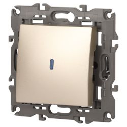 14-1102-04 ЭРА Выключатель с подсветкой, 10АХ-250В, IP20, Эра Elegance, шампань