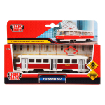 Модель ин. мет. "Трамвай" 16,5см, открыв. двери, в коробка SB-16-66-OR-WB (Технопарк)