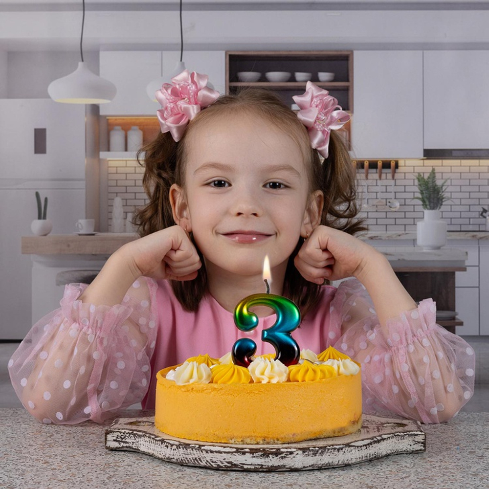 Свечи-цифры Радуга 8 см