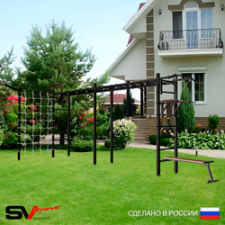 Уличная шведская стенка Sv Sport рукоход х 2 с комплектом турник прямой У50955 (Турник/Брусья/Скамья/Кронш бокс/Сетка)