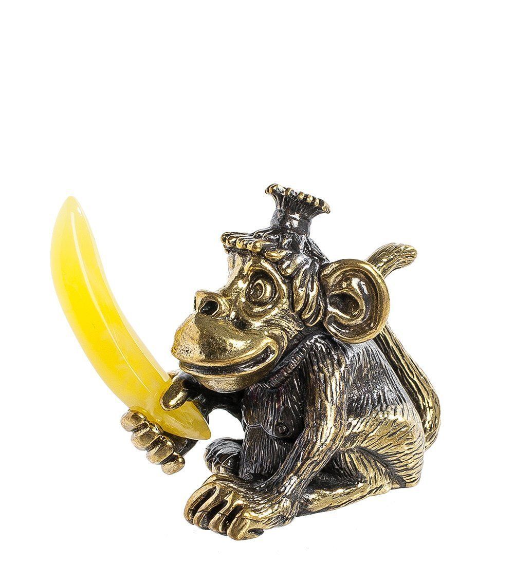 Народные промыслы AM-1148 Фигурка «Обезьяна с бананом Лилу» (латунь, янтарь)