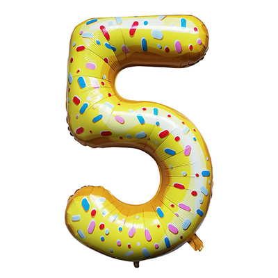 Шар фольга Цифра 5 Пончик 40"/102см с гелием