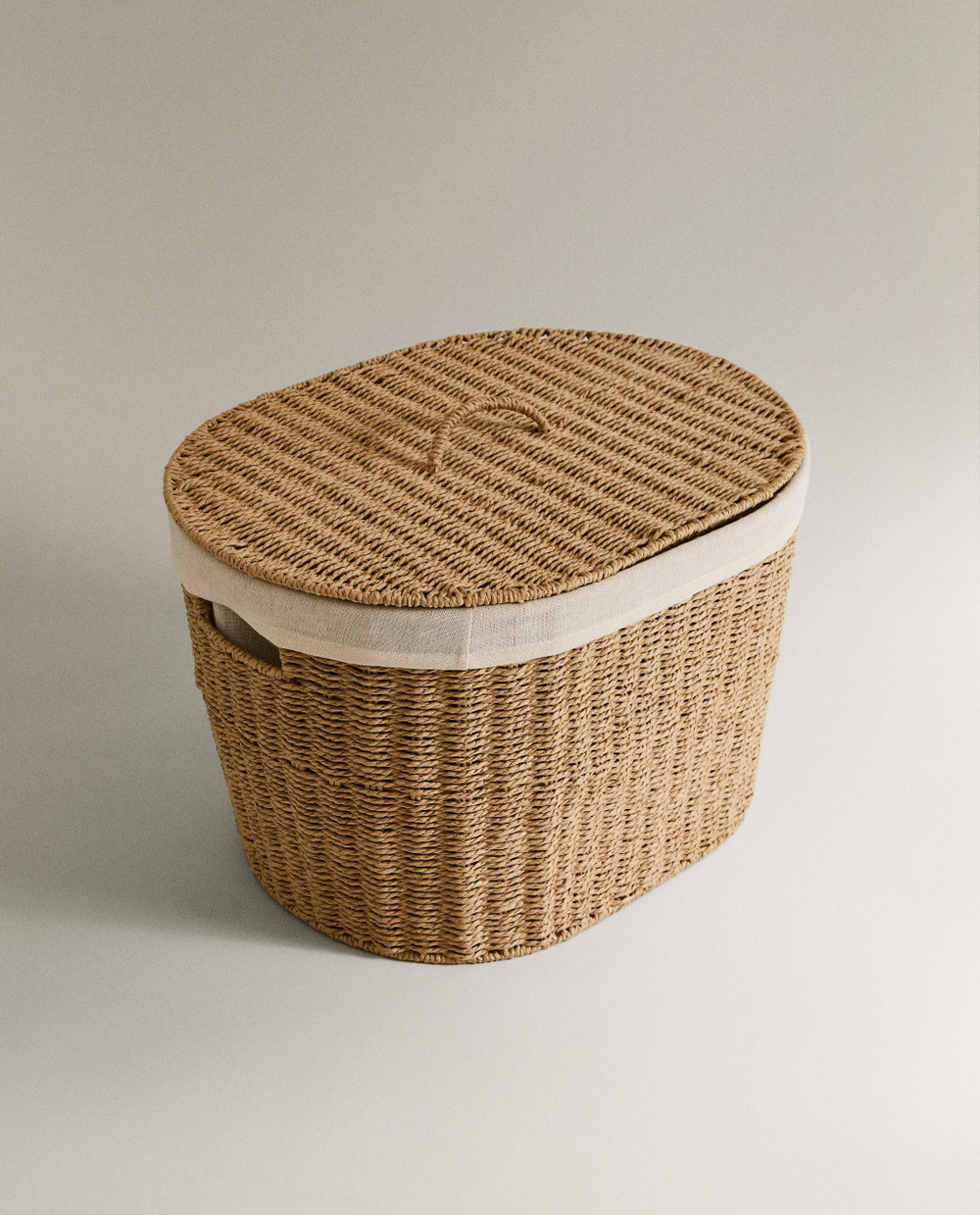 Zara Home Корзина из плетёной бумаги, цвет бежевый, 55 см