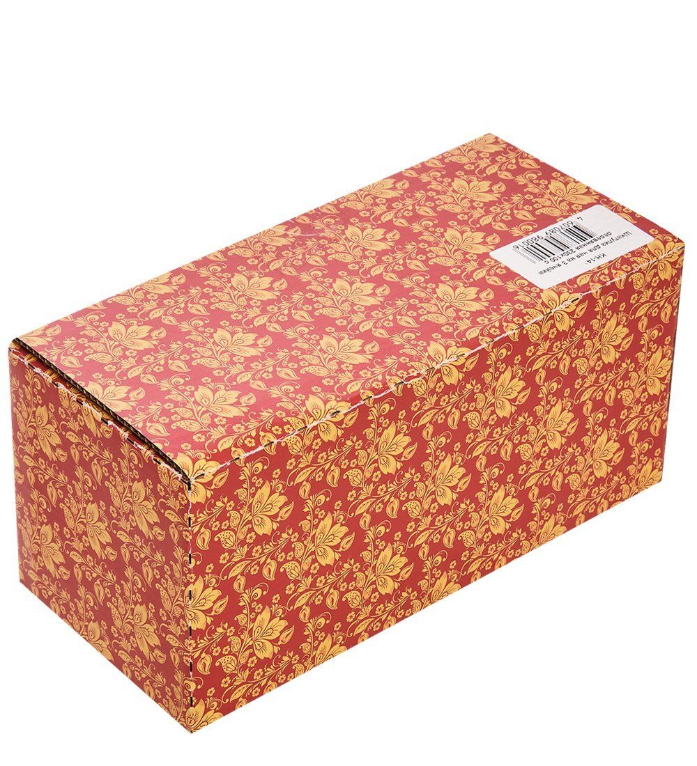 Народные промыслы KH-14/2 Шкатулка для чая на 3 ячейки деревянная 230х100 с хохломской росписью