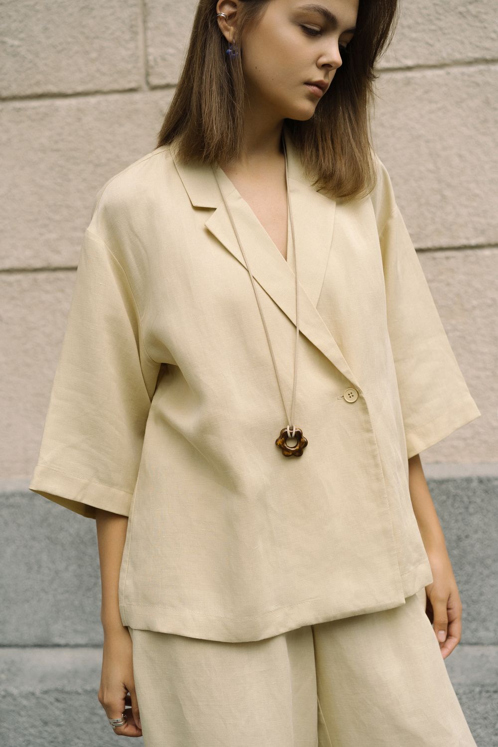 Подвес Цветок maxi на шнурке, коричневый, керамика