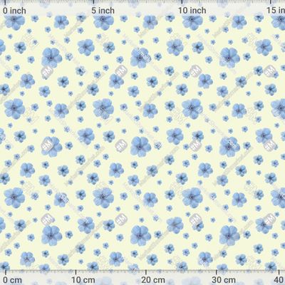 Россыпь из голубых цветов на желтом фоне by Lilyacherepanova2908 508 DPI