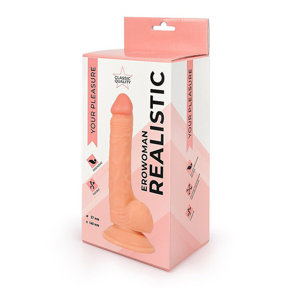 Реалистичный телесный фаллоимитатор 19,5см Bior Toys Erowoman ER-30057