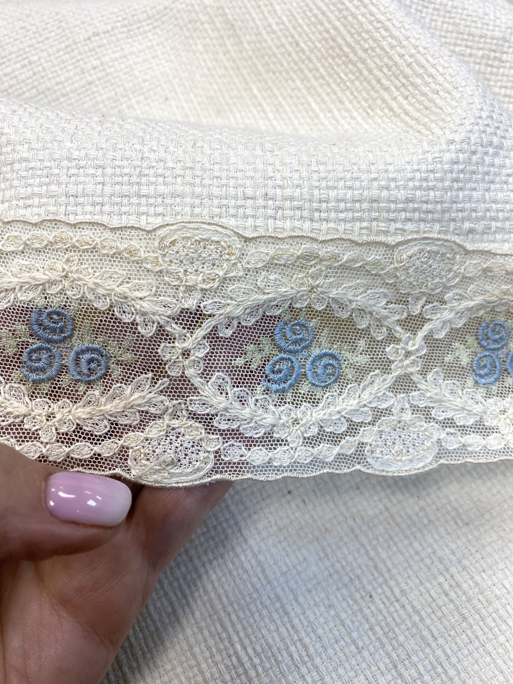 кружево на сетке вышивка шелк/хлопок (Франция) ш-6см цена за 1м