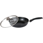 Сковорода 26*6см с ручкой, со стеклянной крышкой темный мрамор смт26603а