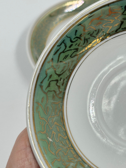 Чайное трио с зелёной каймой