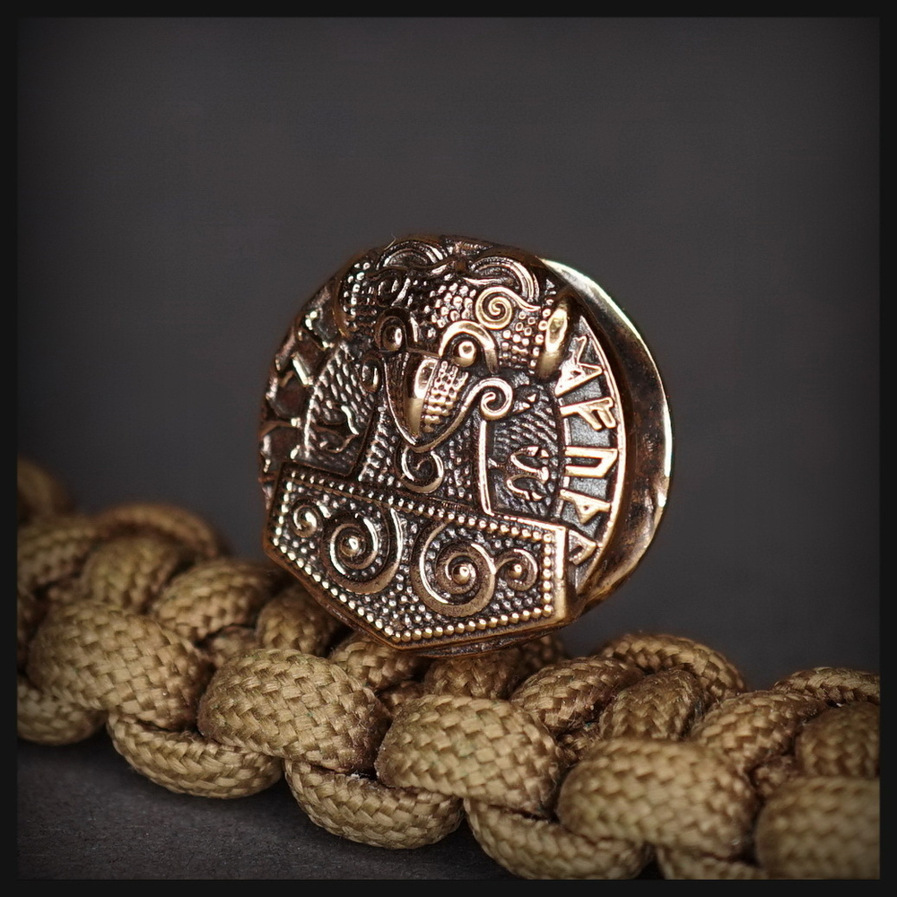 Бусина - вставка для браслета из паракорда "Тор" , бронза