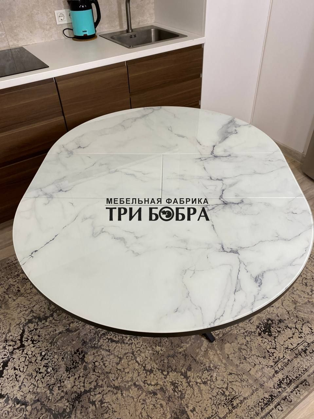 Стол круглый стеклянный "Карара"