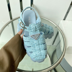 Prada Monolith Crochet Cage Sandals