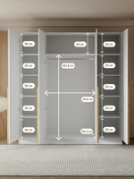 Шкаф распашной четырехдверный Джамбо+ с дубовыми ручками, белый, 215х200х58