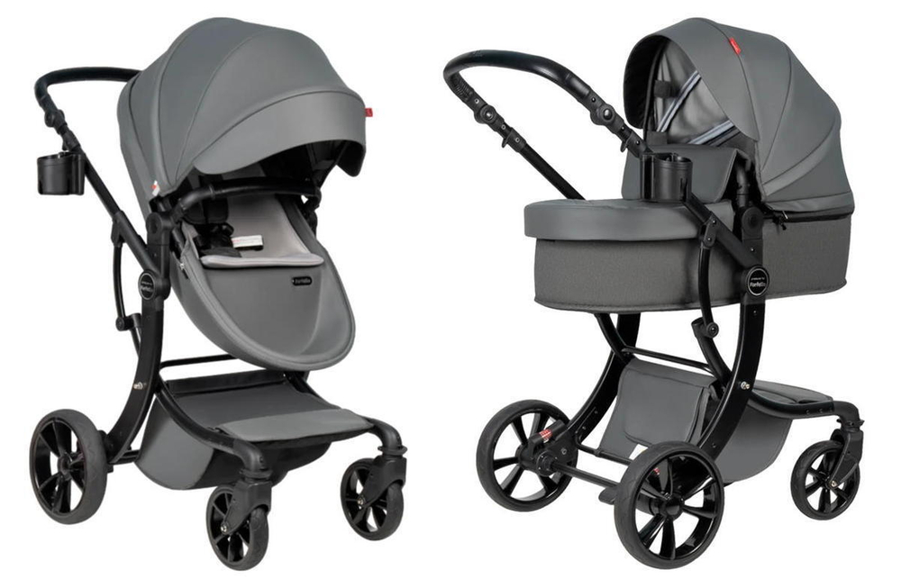 Детская коляска трансформер Aimile Spring темно-серый