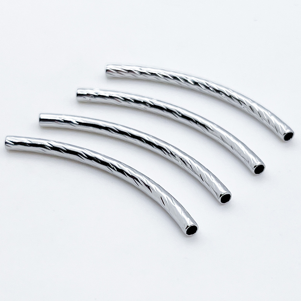 Бусина Трубочка, цвет серебро, размер около 43*2,7 мм, цена за 1 шт