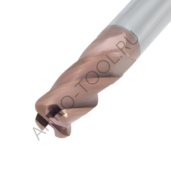 Фреза твердосплавная радиусная  10мм (L=75, l=25, хв=10) Z4 35° по стали, нержавеющей стали, чугуну, с радиусной фаской BRGM-4R-D10.0R2.0 AHNO