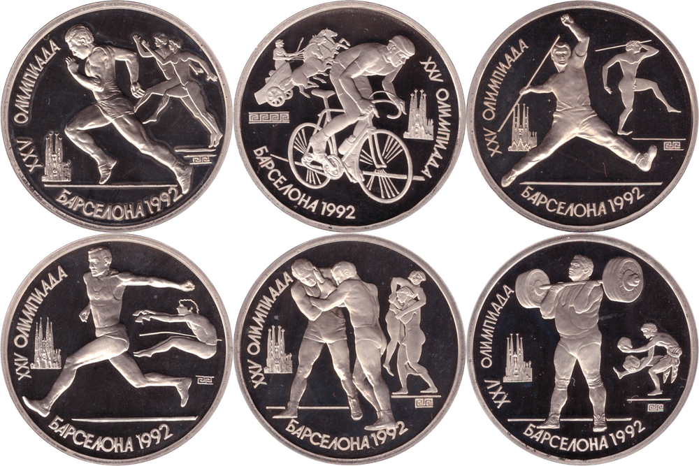 Олимпиада в Барселоне 1991 год Набор из 6 монет номиналом 1 рубль (Proof)