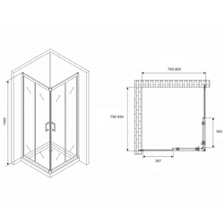 Душевой уголок Abber Schwarzer Diamant 80x80 AG020805 профиль Хром стекло прозрачное