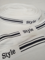 Лампасная лента (трикотажный, 2,5 см). STYLE Белый/Черный