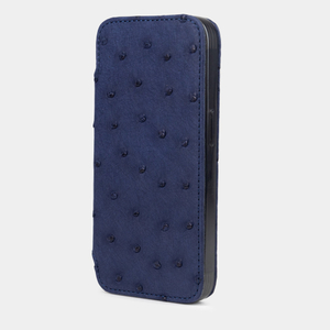 Чехол Benoit для iPhone 15 Pro из кожи страуса, синего цвета