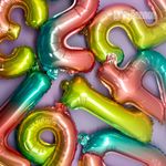 Шар с клапаном (16"/41 см) Мини-цифра, 5, Нежная радуга, Градиент