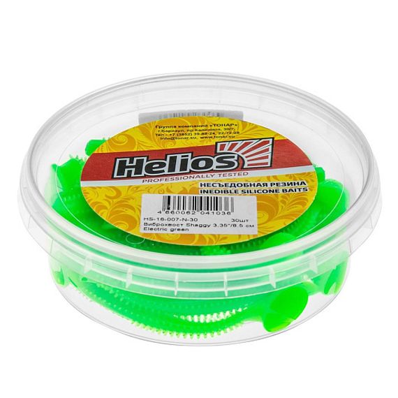 Виброхвост несъедоб. Shaggy 3,35&#39;/8,5 см Electric green 30шт. (HS-16-007-N-30) Helios