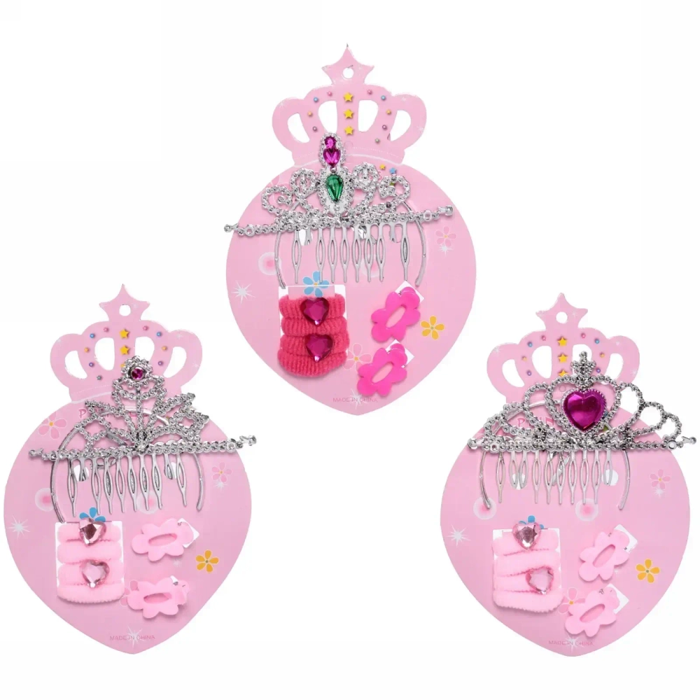 Набор аксессуаров для волос детский «New year's fashion- Принцесса», микс 3 цвета (диадема, 4 резинки, 2 заколки), 12*17 см