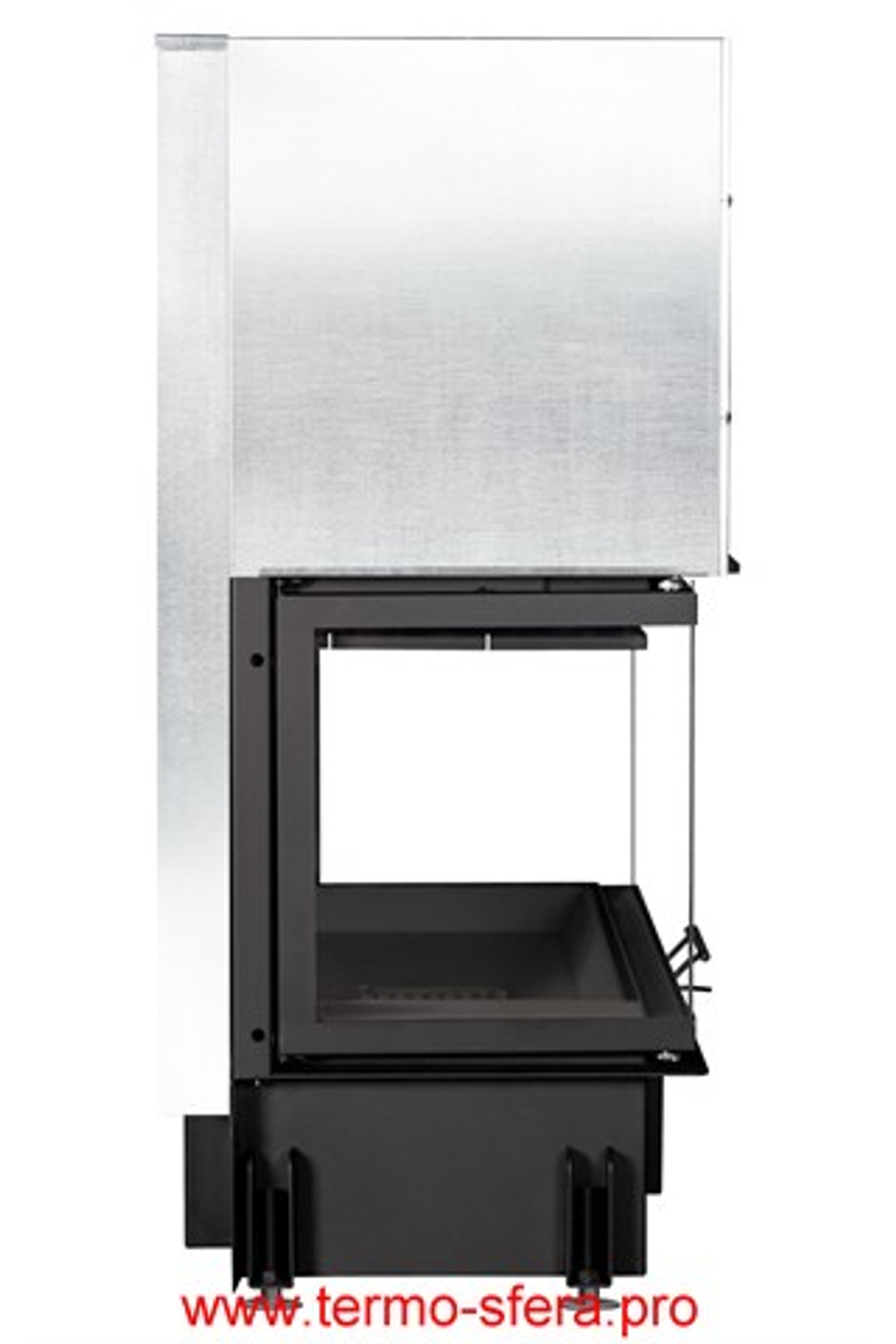 Каминная топка Экокамин ДЕЛЬТА 1000 KB три стекла черный шамот