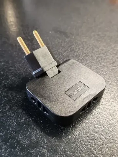 Тройник плоский поворотный, черный, 180 градусов 3х220В (БЕЗ USB) для розетки, сетевой разветвитель электрический, черный переходник