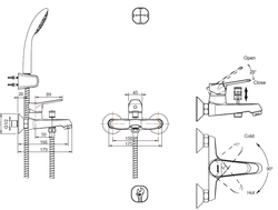 Смеситель для ванны с коротким изливом с аксессуарами Bravat Eco