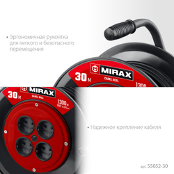 MIRAX ПВС, 2 х 0.75 мм2, 30 м, 1300 Вт, удлинитель на катушке (55052-30)