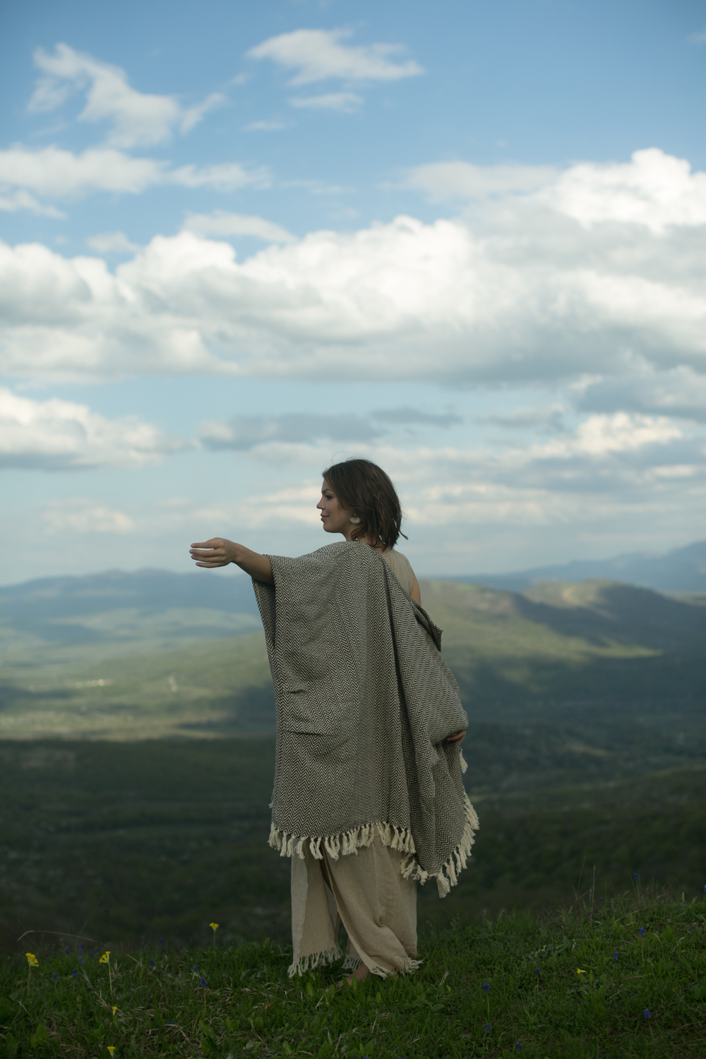 Бохо-накидка из фактурного хлопка (шоколад/волна)